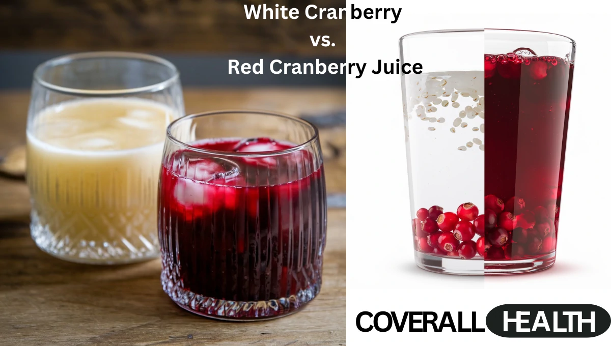 Comparison of white vs red cranberry juice in clear pitchers